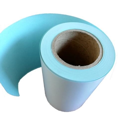 HM2233L τοπ θερμικό Glassine κόλλας Hotmelt συγκολλητικών ετικετών εγγράφου υλικό τοπ θερμικό μπλε σκάφος της γραμμής
